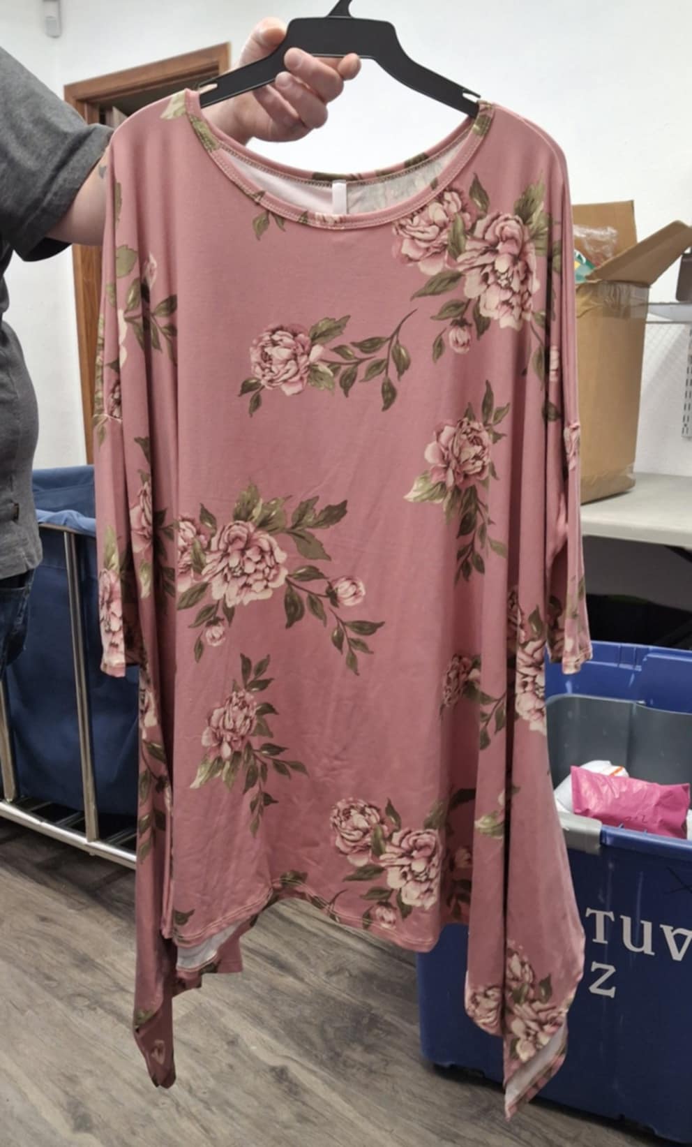 Pink Floral Sharkbite Shirt Top