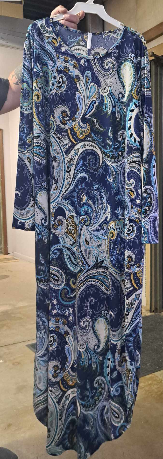 Navy Paisley Long Maxi Dress