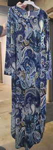 Navy Paisley Long Maxi Dress
