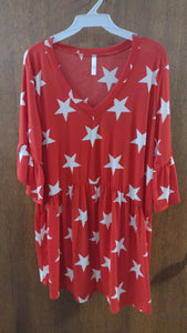 Red & White Star Shirt Top