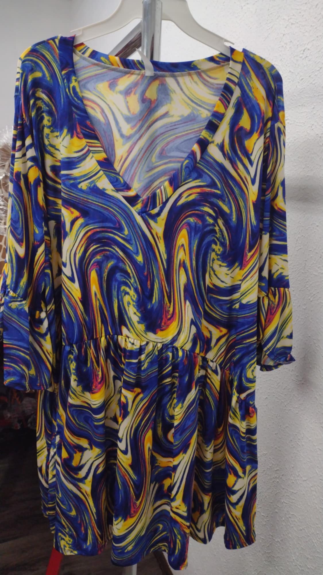Blue Yellow Pink Swirl Shirt Top