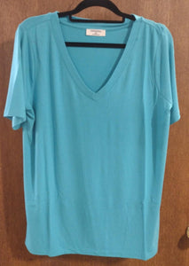 Ice Blue V Neck Shirt Top