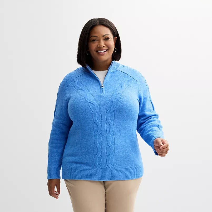 Blue 1/4 Zip Up Sweater