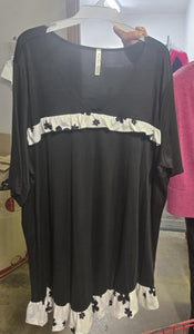 PSFU Black & White Floral Ruffle Shirt Top