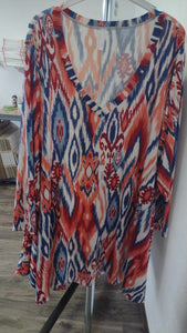 Blue Red Diamondy Design Shirt Top