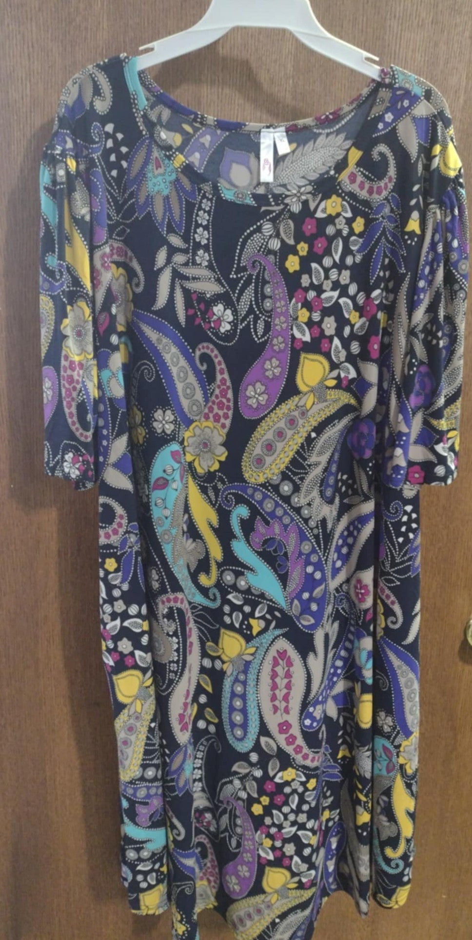 Multi Color Beautiful Paisley Dress w Pockets