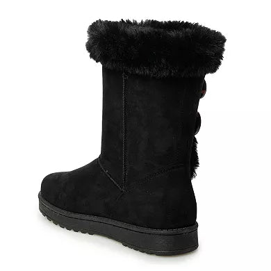 Womens Black Faux Fur Winter Boot Boots