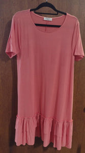 Coral Ruffle Hem Dress w Pockets