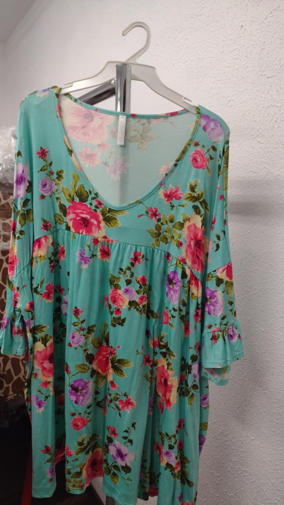 Beautiful Mint Pink Purple Floral Shirt Top