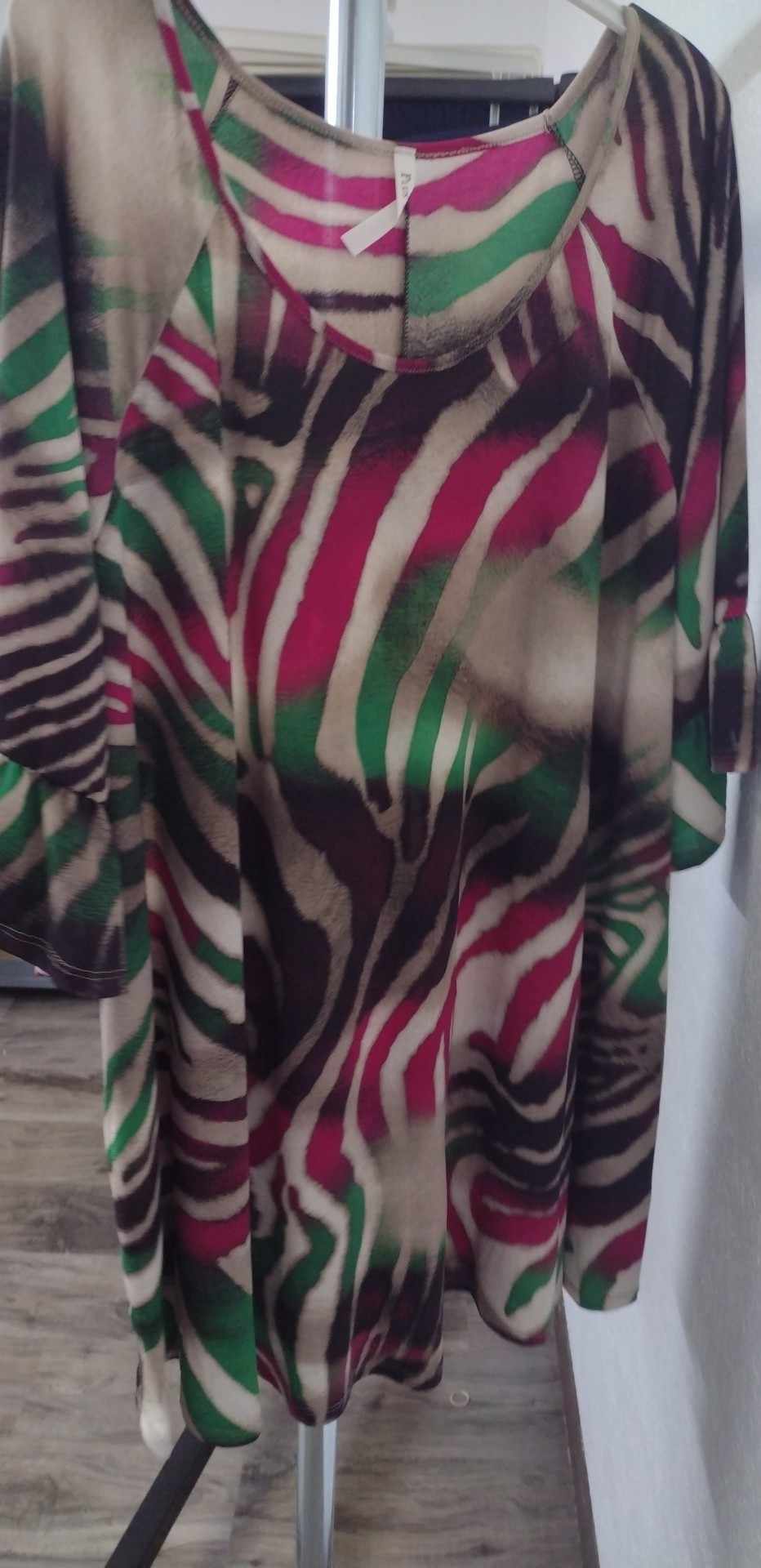 PSFU Multi Color Brown Magenta Green Zebra Print Shirt Top
