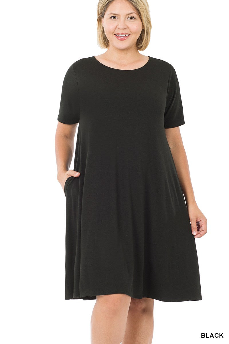 Solid Black Dress w Pockets