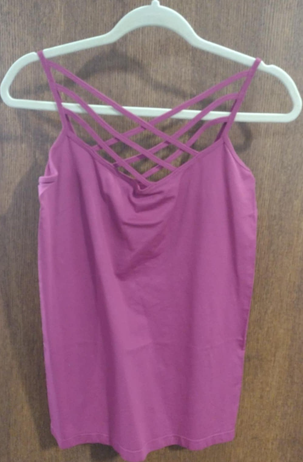 Magenta Pink X Neck Tank Top