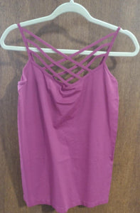 Magenta Pink X Neck Tank Top