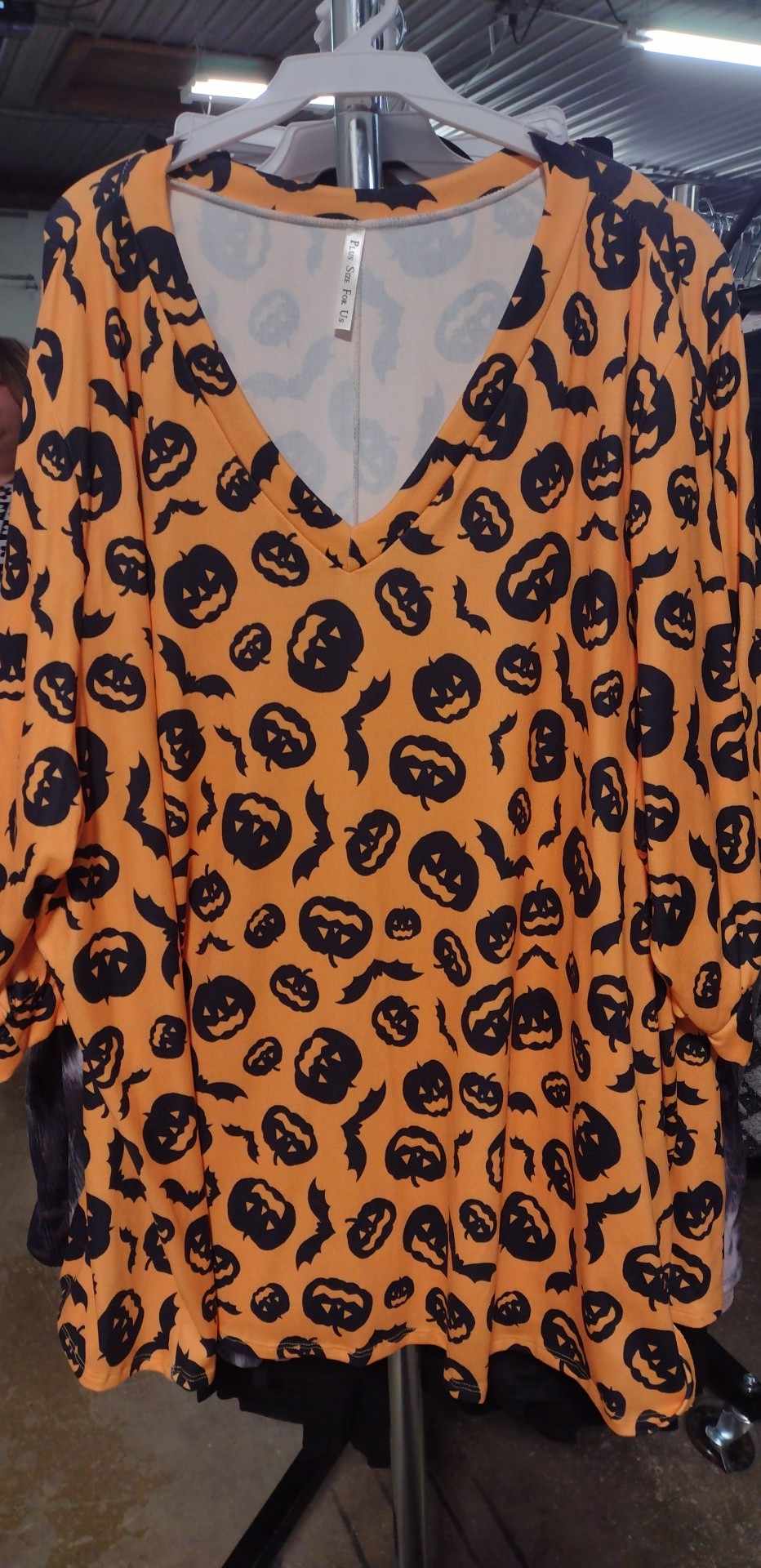 PSFU Orange Black Halloween Pumpkin Jack o Lantern Shirt Top
