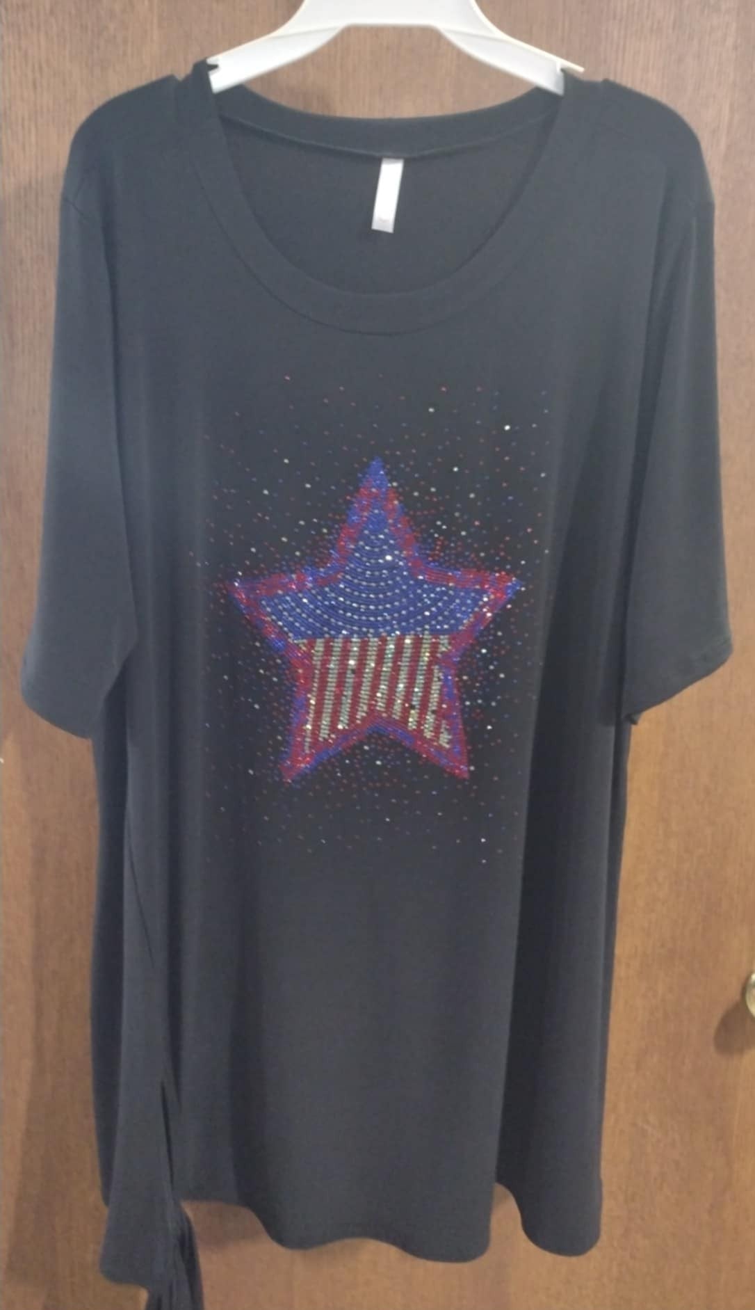 Black Sequin Star Shirt Top Tunic