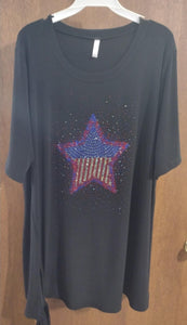 Black Sequin Star Shirt Top Tunic