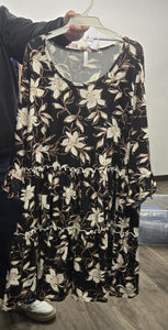 Gorgeous Black Floral Tiered Shirt Top Tunic