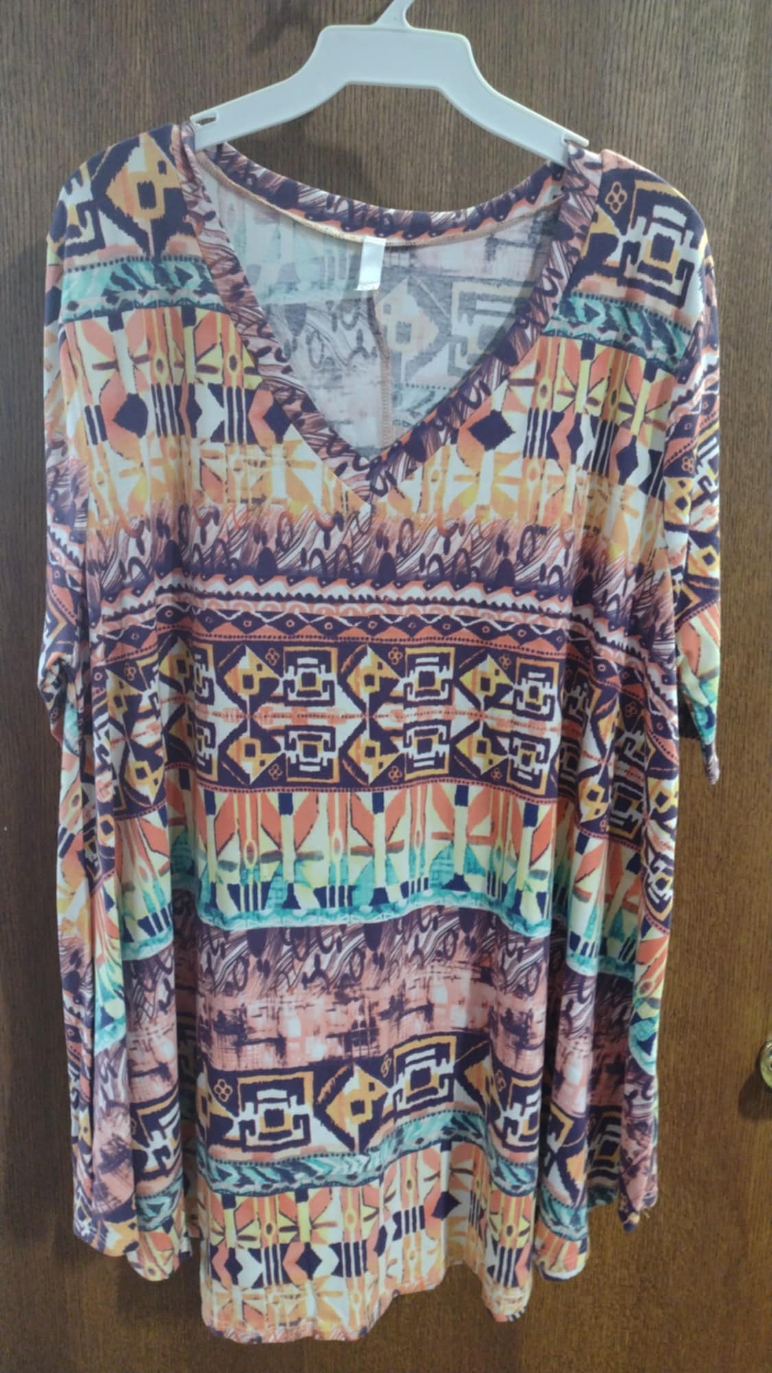Purple Orange Teal Yellow Design Shirt Top