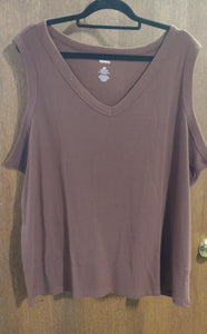 Brown Ribbed Tank Top