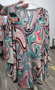 Pink Mint Black Swirl Groovy Shirt Top
