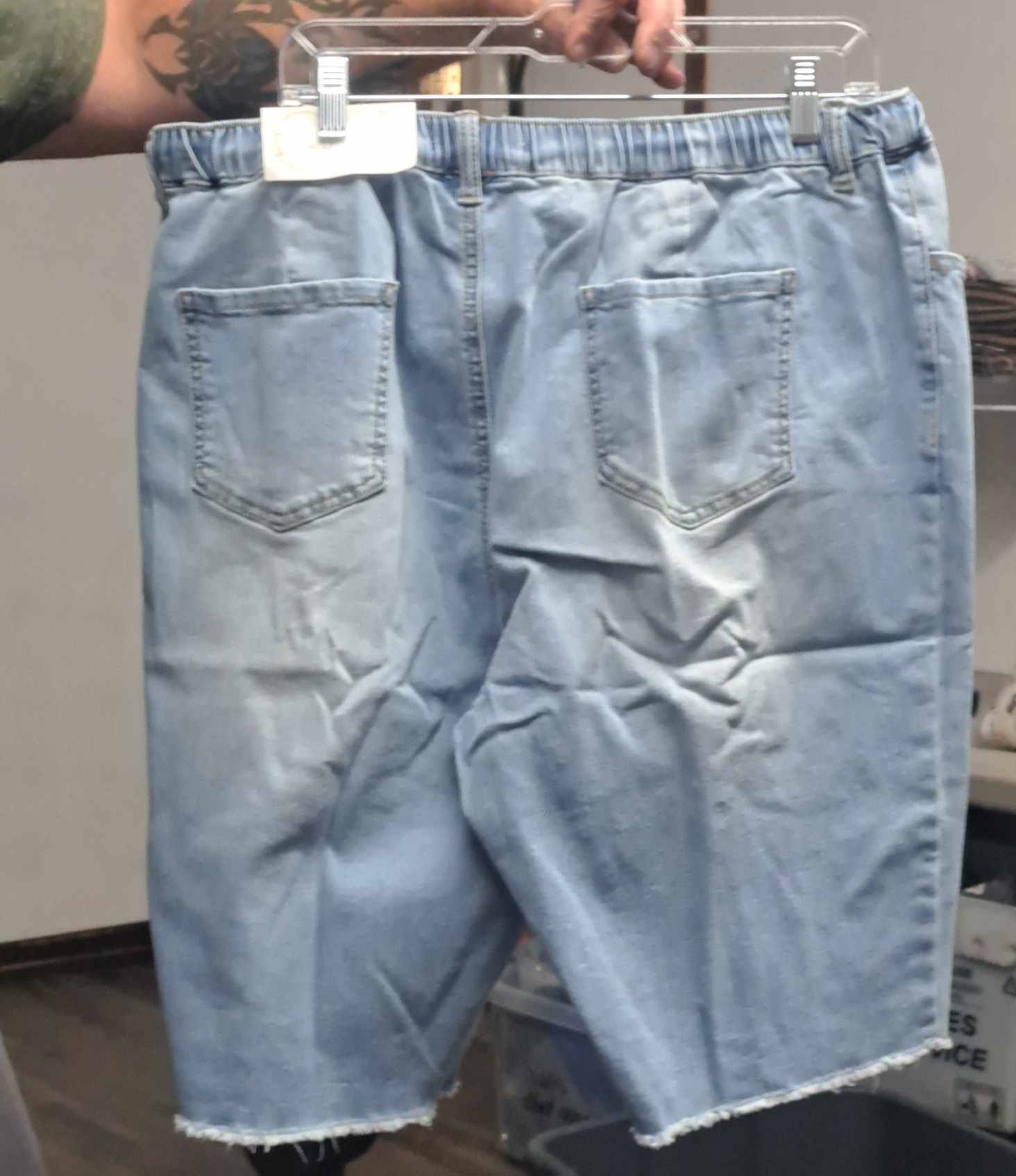 Denim Bermuda Elastic Waist Short Shorts