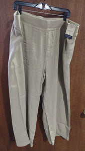 Beige Khaki Stretchy Pull on Wide Leg Crop Pants