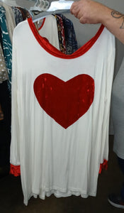 White & Red Velvet Heart Criss Cross Back Shirt Top