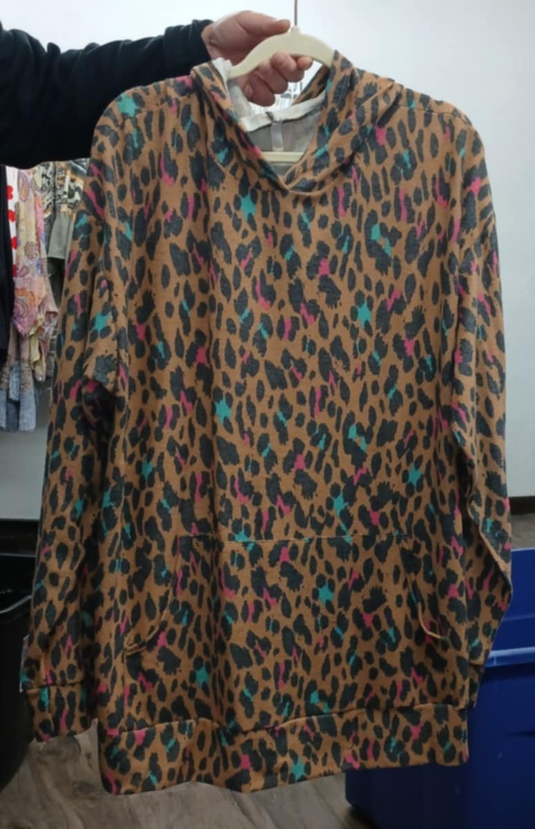 Brown Pink Teal Leopard Hoodie