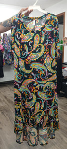 Black Paisley Hi Lo Dress