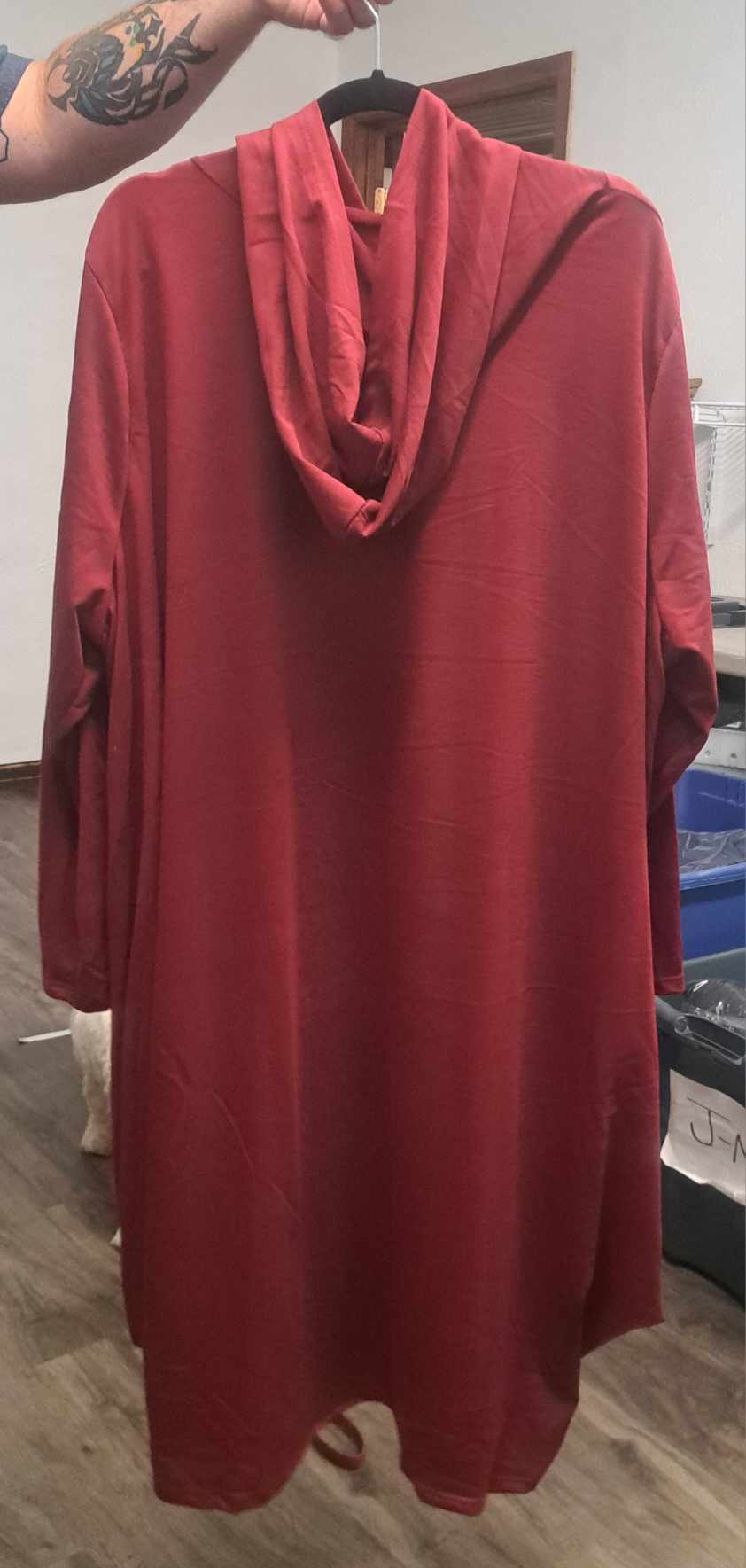 Wine Burgundy Dress with Hood Hoodie Dress