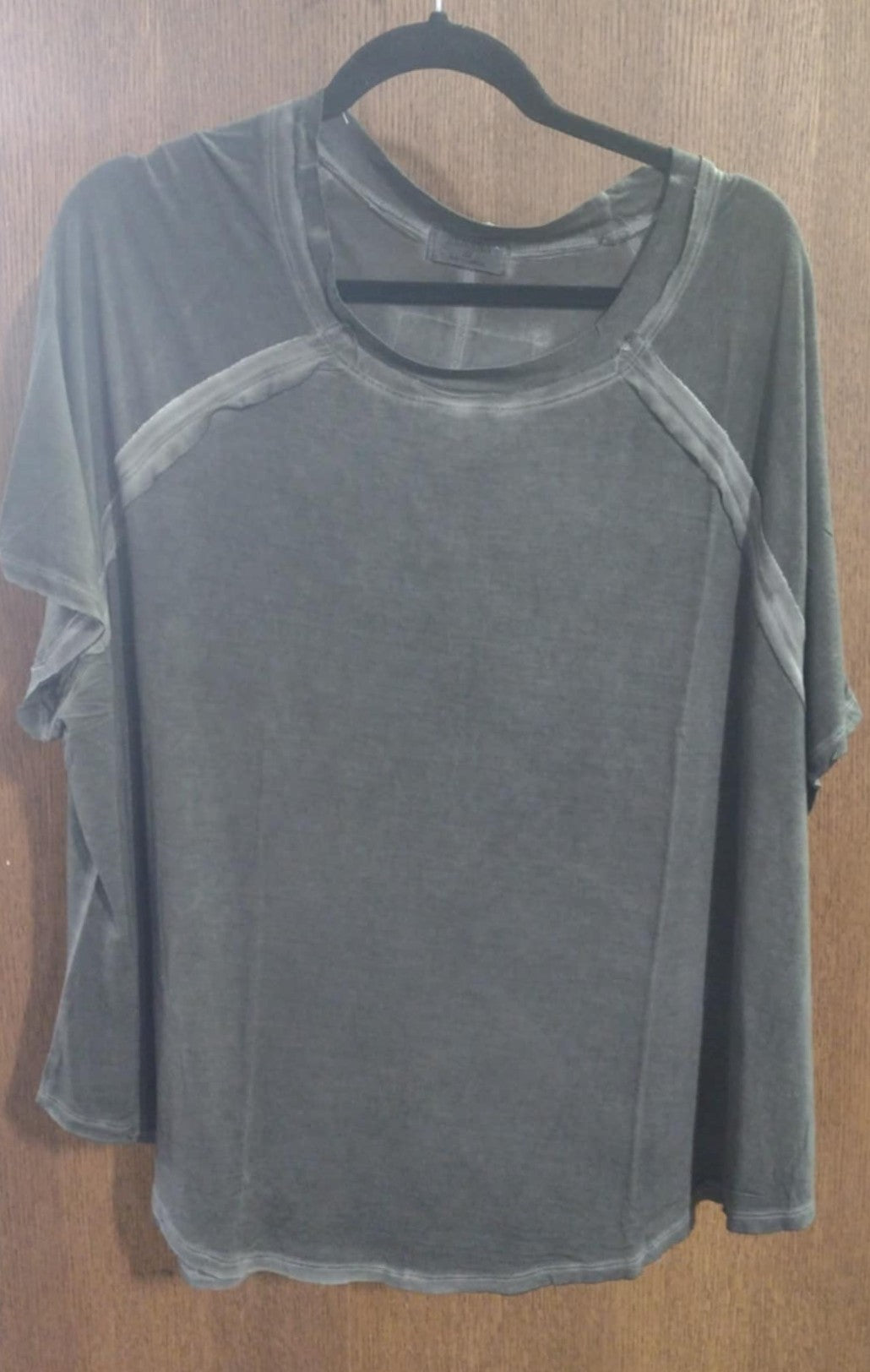 Gray Grey Rough Hem Lightweight Shirt Top