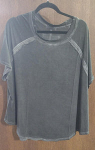 Gray Grey Rough Hem Lightweight Shirt Top
