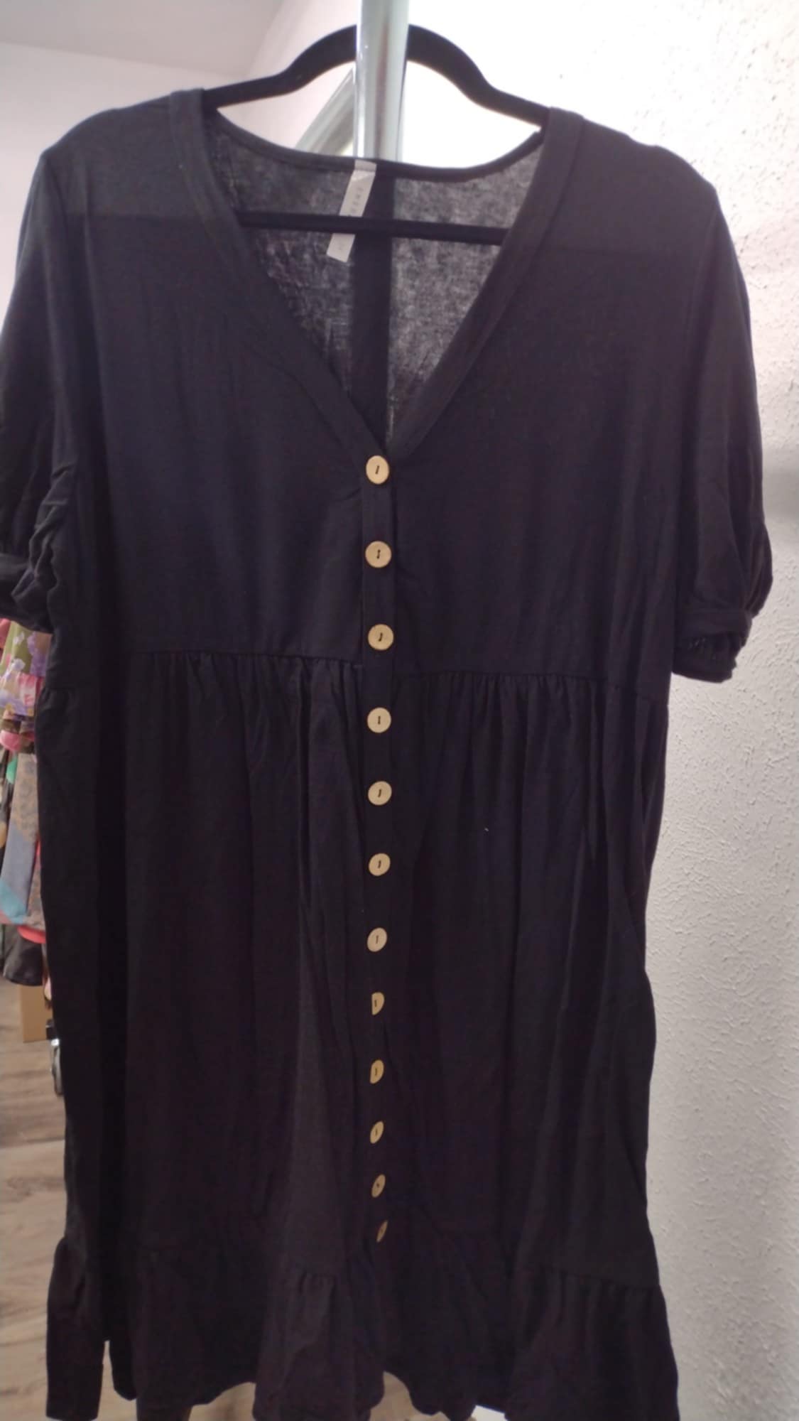 Black Button Down Swing Dress