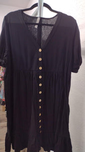 Black Button Down Swing Dress