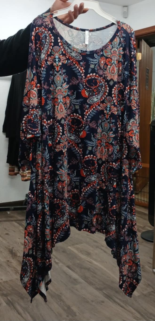 Navy Paisley Sharkbite Shirt Top