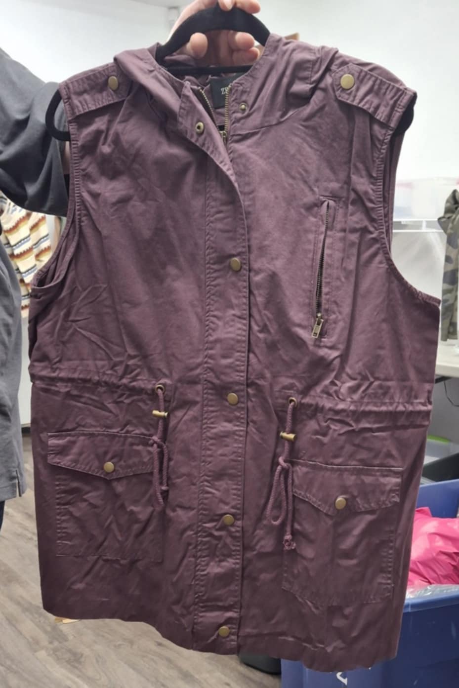 Purple Cargo Zip Up Vest