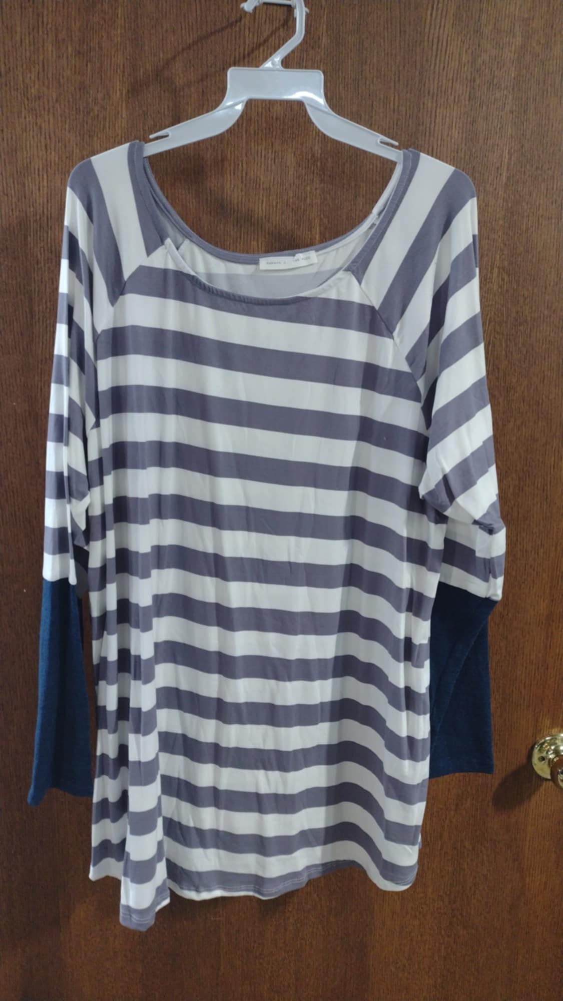 Lavender Purple Stripe Shirt Top Teal Cuff