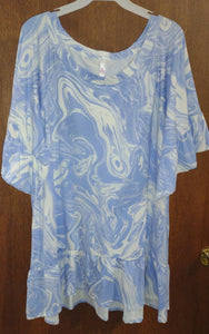 Blue White Swirl Tie Dye Shirt Top
