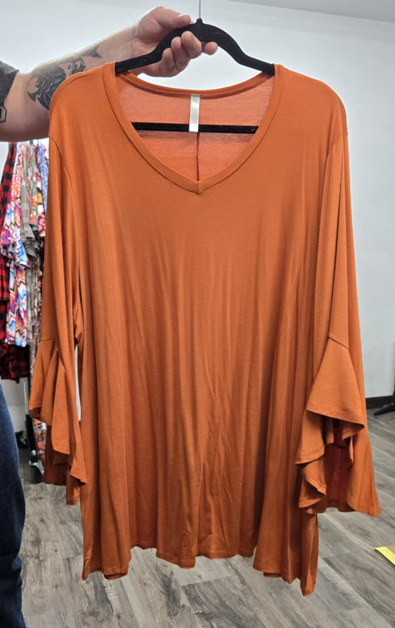 Solid Orange Rusty Shirt Top