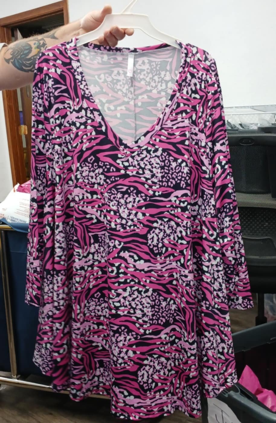 Pink Black Leopard Zebra Animal Print Shirt Top