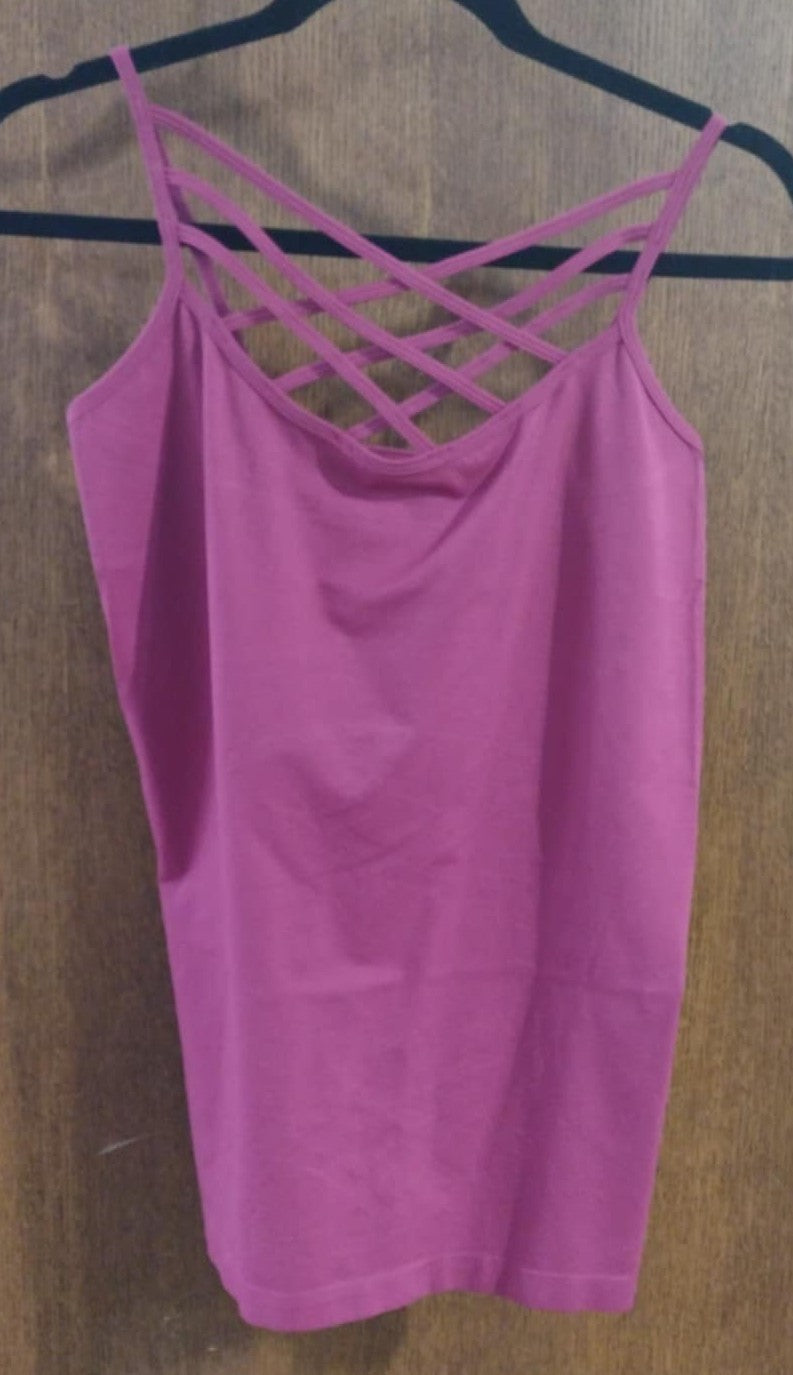 Magenta X Neck Tank Top