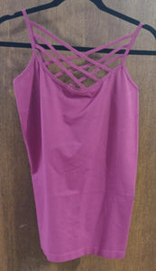 Magenta X Neck Tank Top