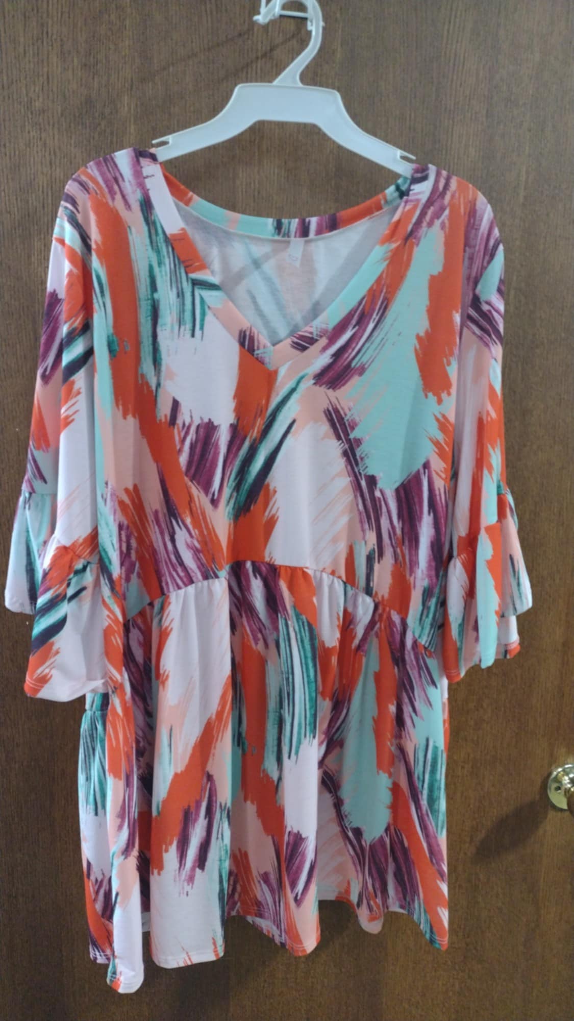 Pink Orange Mint V Neck Shirt Top