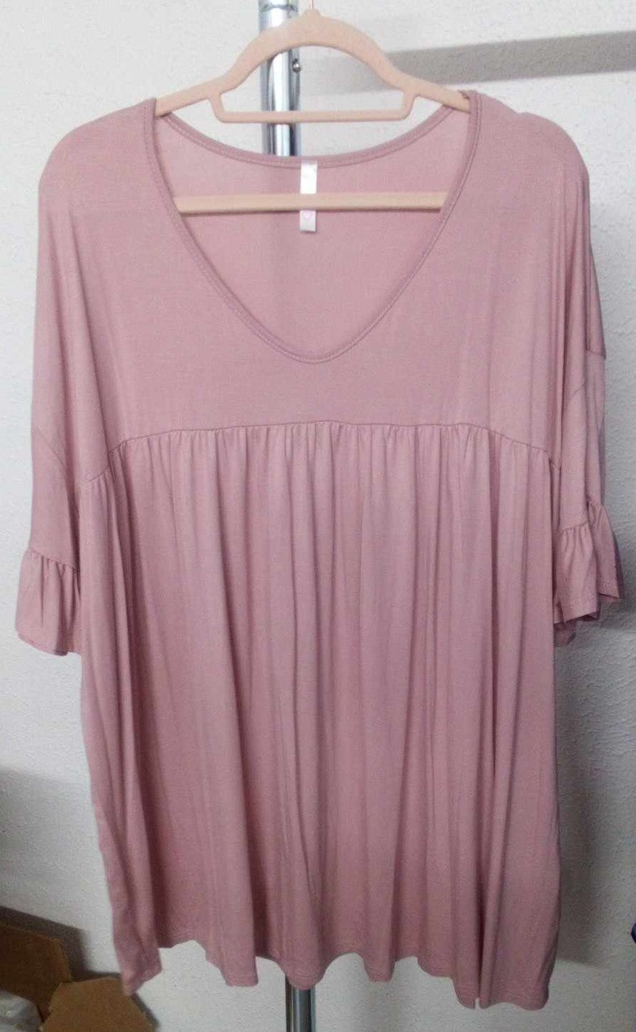 Dusty Pink Shirred Shirt Top