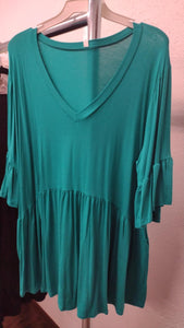 Solid Teal Turquoise Shirt Top