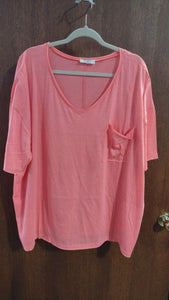 Coraly Pink Oversized Pocket Shirt Top