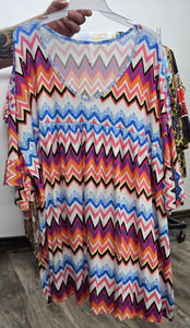 Blue Pink Yellow Chevron Shirt Top