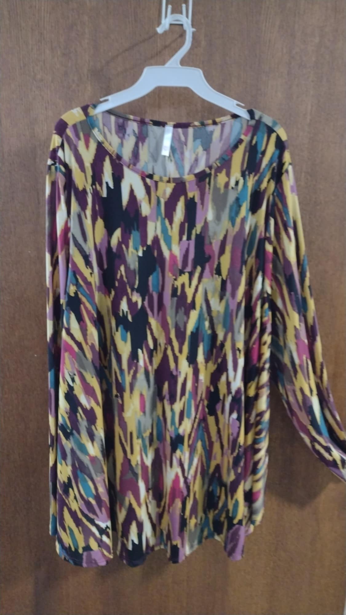 Burgundy Yellow Teal Shirt Top Long Sleeves