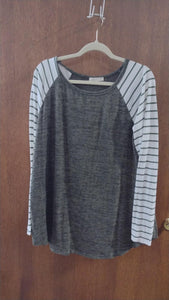 Olive Stripe Sleeve Shirt Top