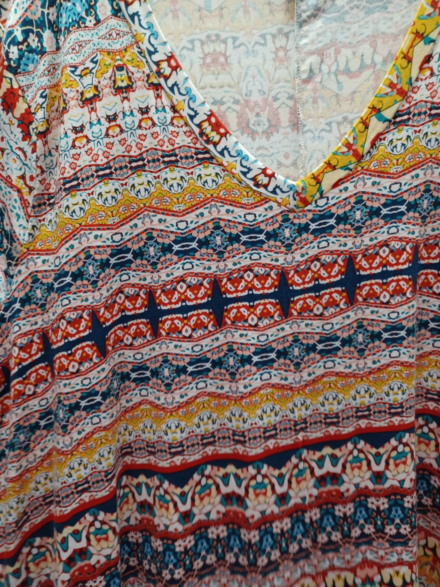 Yellow Pink Blue Chevron Print Shirt Top